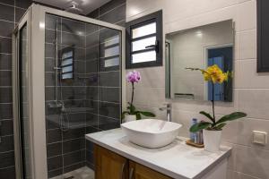 W łazience znajduje się umywalka i prysznic. w obiekcie T2 - 64m2 - Résidence Georgette w mieście Terre Sainte