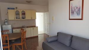 a kitchen and a living room with a couch and a table at Zagi in Povljana +22 photos