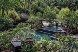 a swimming pool in the middle of a garden at Four Seasons Resort Langkawi in Tanjung Rhu