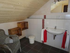 ein Bad mit einem Waschbecken und einem WC in der Unterkunft Urlaub im Herrenholz in Zell am Harmersbach