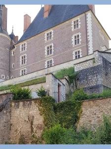 un gran edificio de ladrillo con hiedra creciendo en él en Charmant appartement au pied du château, en Gien