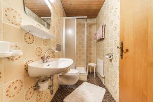 a small bathroom with a sink and a toilet at Ferienhaus Oberanger in Kaltenbach