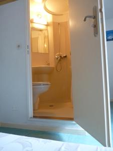 a bathroom with a toilet and a sink at Gite l'Aiguillette du Lauzet in Le Monêtier-les-Bains