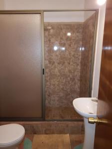 Koupelna v ubytování Cabañas PUREVA