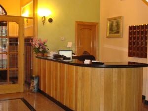 The lobby or reception area at Hostal Universal
