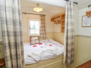 - une petite chambre pour enfants avec un lit dans la fenêtre dans l'établissement Shepherds Hut - The Crook, à Milford Haven