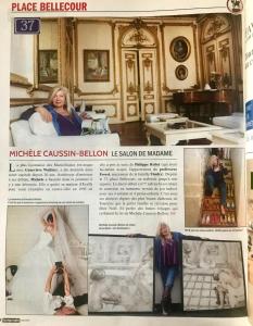 a article in a magazine about a bride and groom at Chez Madame de Bellecour in Lyon