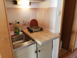 a small kitchen with a sink and a counter top at Maribela Apartments in Trogir