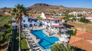 an aerial view of a house with a swimming pool at Villa Chantaloukas in Kokkini Khanion