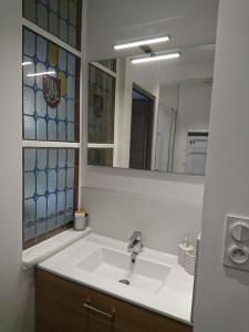 ein Bad mit einem Waschbecken und einem Spiegel in der Unterkunft La Ressourcerie du centre ville in Lens