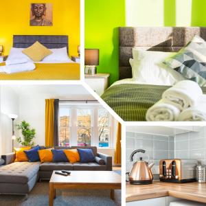 a collage of four pictures of a room at Remi Martin's Place in Bristol