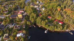 an aerial view of a village on the water at RISTIMÄENKATU 13 in Savonlinna