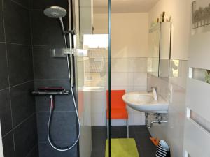 a bathroom with a shower and a sink at Forest and Wein Appartment in Neustadt an der Weinstraße