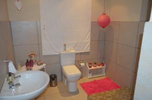 a small bathroom with a toilet and a sink at Oppidam Self Catering Accommodation in Clanwilliam