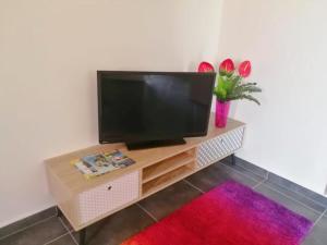 TV a/nebo společenská místnost v ubytování MALAKA F1 TOUT CONFORT Le Moule avec Piscine