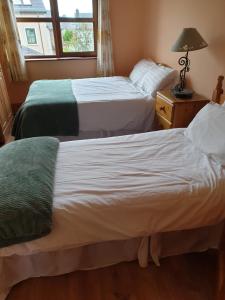 twee bedden in een kamer met een raam bij Fairfield Holiday Home No.13 in Dingle