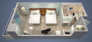 a rendering of a bedroom with two beds at Zota Beach Resort in Longboat Key