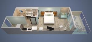 a floor plan of a room with a couch and a bed at Zota Beach Resort in Longboat Key