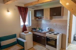 a small kitchen with a stove and a sink at Small Montenegro in Žabljak