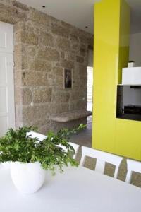 una habitación con una mesa con una planta en Casa de Lemos en Sobradelo da Goma