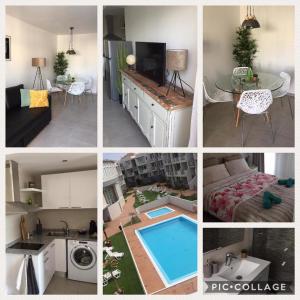 a collage of photos of a apartment with a pool at Corralejo Sun 312 in Corralejo