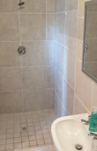 bagno con doccia e lavandino di Stylish little gem a Città del Capo