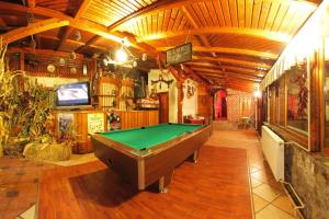 a billiard room with a pool table in it at Pensiunea Cetate in Balvanyos