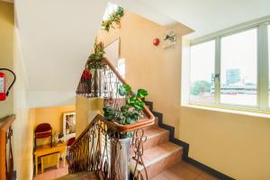 a staircase in a house with plants at OYO 227 Palladium Suites Hotel in Cebu City