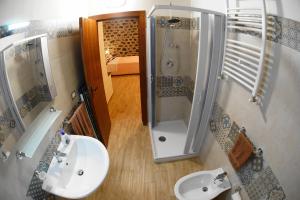 ein Bad mit einer Dusche und einem Waschbecken in der Unterkunft Etna Paradise locazioni brevi in Ragalna