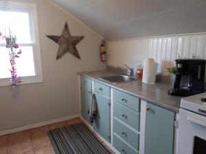 a kitchen with a sink and a counter top at Willow B Inn in Kingsville