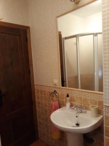 ein Bad mit einem Waschbecken und einem Spiegel in der Unterkunft Alojamiento rural Esparteria in Cazorla