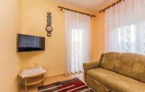 salon z kanapą i telewizorem w obiekcie Apartman Dujmić w mieście Kornić