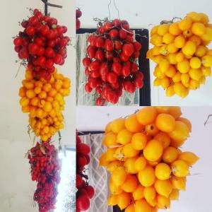 een groep van vier foto's van sinaasappels en andere vruchten bij Il Raduno in Tramonti