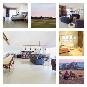 a collage of photos of a living room and a house at Rooks Edge in Gisborne