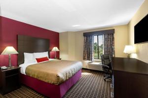 Habitación de hotel con cama grande y ventana en Baymont Inn & Suites by Wyndham Mukwonago, en Mukwonago