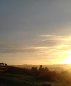 a view of the sunset from a field at Dziki domek in Sierpnica