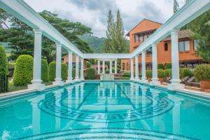 Bazén v ubytování Toscana Log Home nebo v jeho okolí