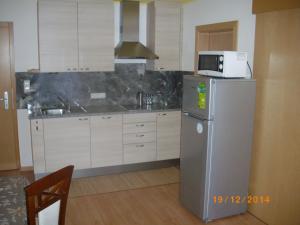 a kitchen with a refrigerator and a microwave at Casa Simona in Sorafurcia