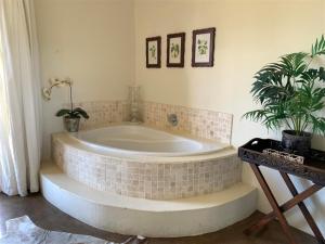 a large bath tub in a room with plants at KarMichael Farm in Himeville +130 photos