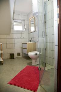 A bathroom at Tesla Coil Apartments