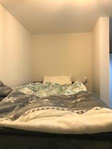 niewyścielone łóżko w małym pokoju z: w obiekcie Sadie's Home w mieście Waizumi