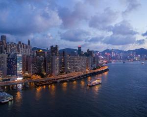 a large body of water with boats docked at Hyatt Centric Victoria Harbour in Hong Kong