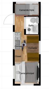 a floor plan of a tiny house with the descriptions of itsiors at LA MESETA DE TOMINE CAMPER in Sesquilé