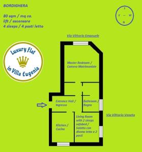 a diagram of a floor plan of aominium at VILLA EUGENIA - Luxury Flat in the Centre, with Parking Space in Bordighera