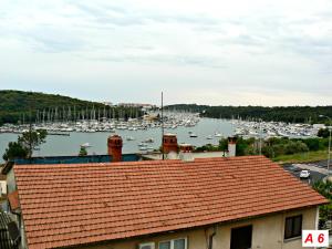 a view of a marina with boats in the water at Apartmani David in Pula