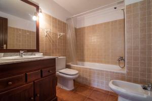 a bathroom with a toilet and a sink and a shower at NOGUERA de Alma de Nieve in Baqueira-Beret