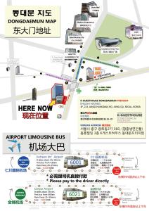 een kaart van de ingang van de donggangumyanyanyanyanyanyanyan bij K-Guesthouse Dongdaemun Premium in Seoul
