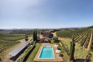 an estate with a swimming pool in the middle of a vineyard at Agriturismo Terra Rossa in Valiano