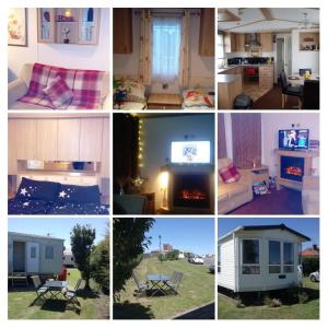 un collage di foto di un soggiorno e di una casa di ChapmanHolidayLets Cayton Bay a Cayton