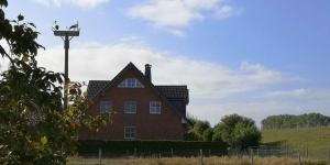 a house with a bird perched on top of it at Ferienwohnung Rheinblick Bislich in Wesel +4 photos